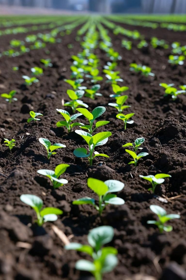 Healthy crop rows